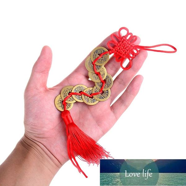 Lucky Charm Home Decor Red Chinese Knot Feng Shui Set with Ancient Coins for Prosperity and Protection