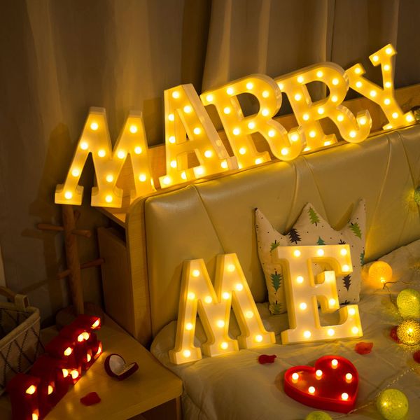 Luminous LED alphabet and number night lights for romantic weddings, parties, and bathroom decor