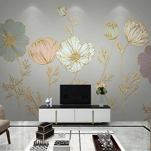 Luxurious 3D textured floral wallpaper for elegant living room and bedroom walls
