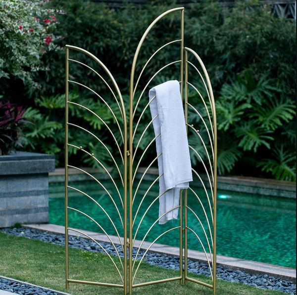 Luxury lightweight iron folding bathroom divider with movable partition for clothes and hats