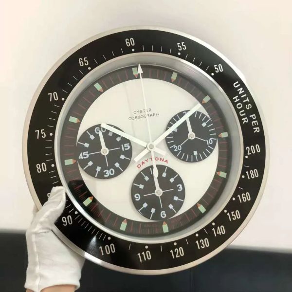 Luxury modern stainless steel wall clock with luminous date display and silent sweeping hands