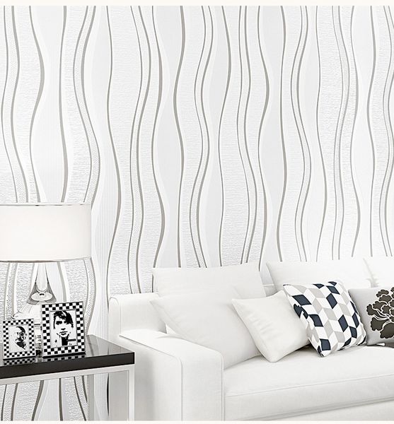 Luxury white modern striped damask 3D wallpaper rolls for bedroom and living room decor