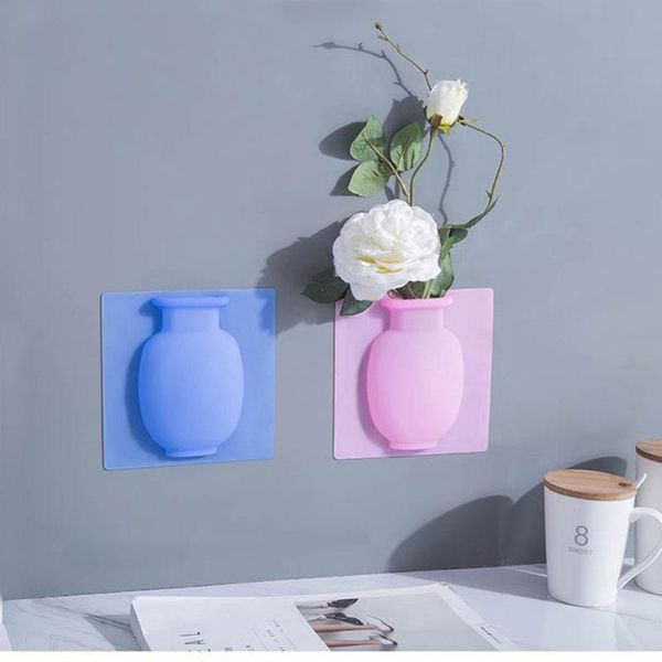 Magic Silicone Flower Vase - Detachable Hanging Wall-Mounted Planter, Reusable Sticky Pot for Kitchen Window Home Decor