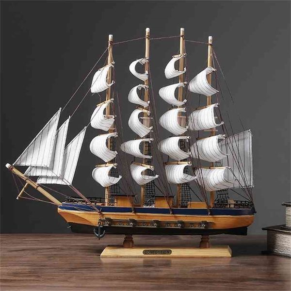 Mediterranean-style wooden sailboat model wine cabinet, a decorative wooden boat craft for home furnishings