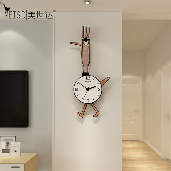 MEISD Cartoon Wall Clock - Large Cute Decorative Timepiece for Kids' Rooms with Metal Hands and Quartz Movement 210325