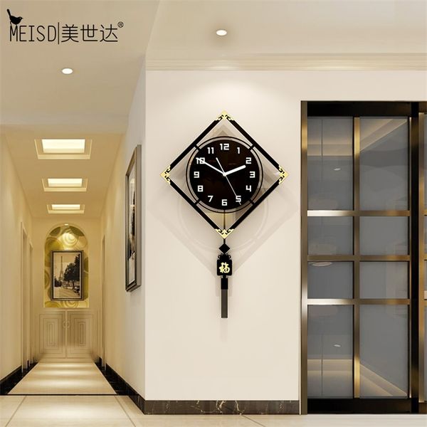 MEISD Vintage Chinese Retro Wall Clock with Pendulum for Home and Living Room Decor