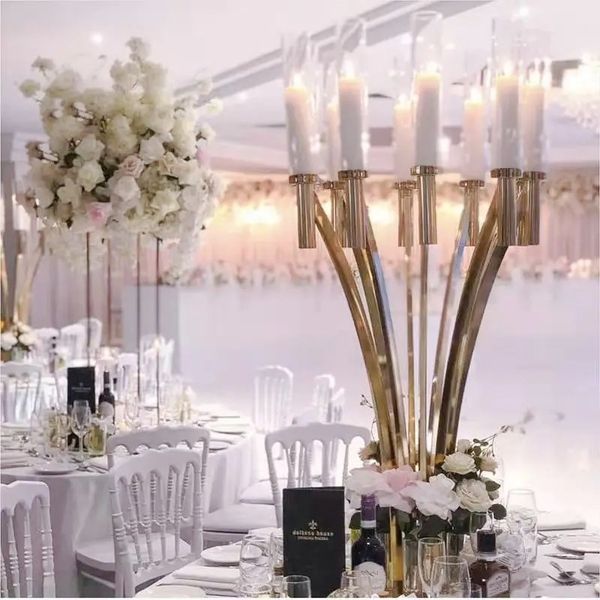 Metal 8-arm acrylic candelabra for wedding centerpieces, home decor, and party flower stands