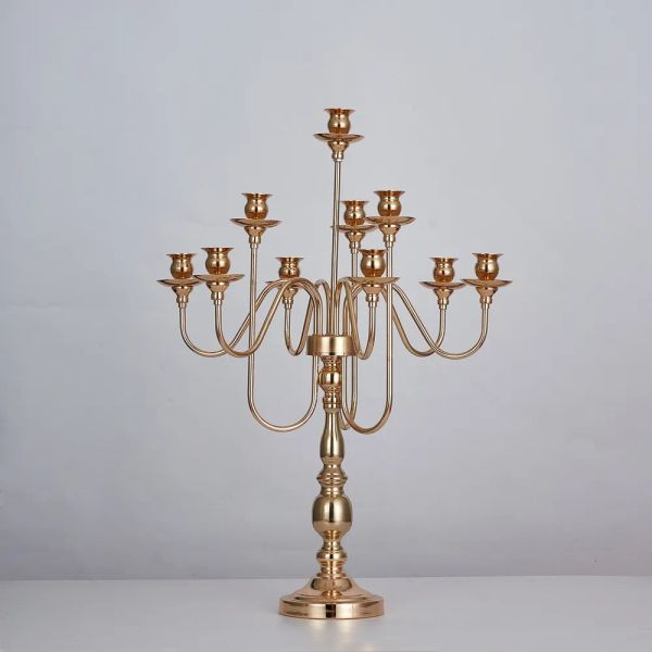 Metal candelabra with 10 candle holders for elegant wedding centerpieces and party decor