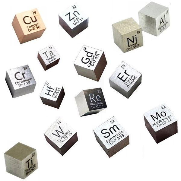 Metal Elements 10mm Cube Silver Indium Bismuth Nickel Carbon Gadolinium Copper Vanadium Iron Zinc Tin Tungsten Samarium 211108