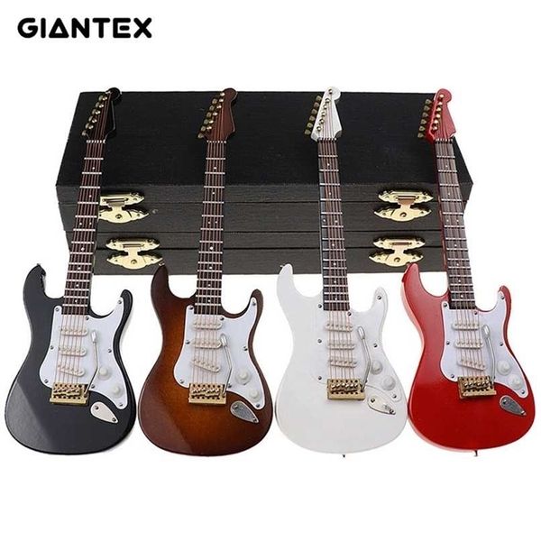 Mini Electric Guitar Wooden Miniature Model for Home Decor Gift