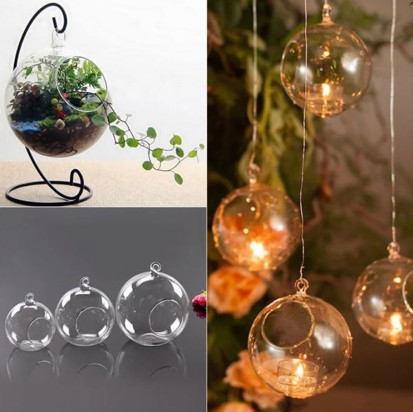 Mini hanging tealight holder in clear glass, perfect for weddings and home decoration