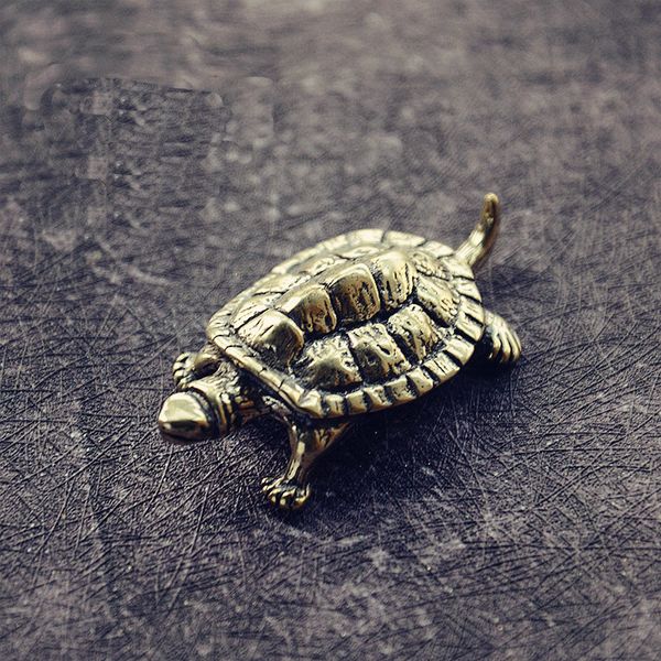 Mini vintage brass tortoise figurine, a charming metal sculpture for home or office desk decoration, also makes a lovely gift