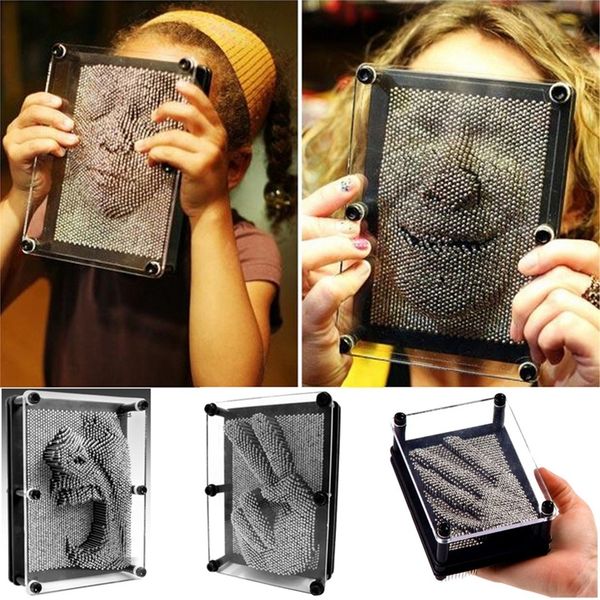 Miniature DIY 3D pin art figurine for creating clone shapes with needles, perfect for kids' face impressions or desk decor