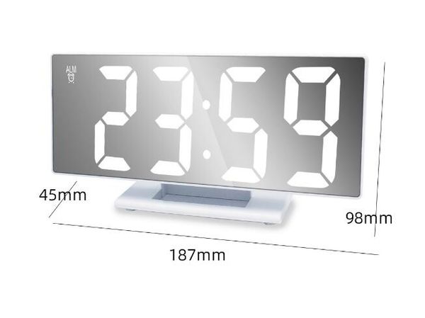 Mirror LED digital clock with multiple functions, creative student bedside alarm and small birthday present