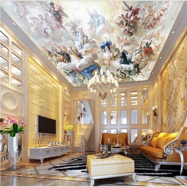 Modern 3D European ceiling wallpaper, waterproof decorative mural for walls