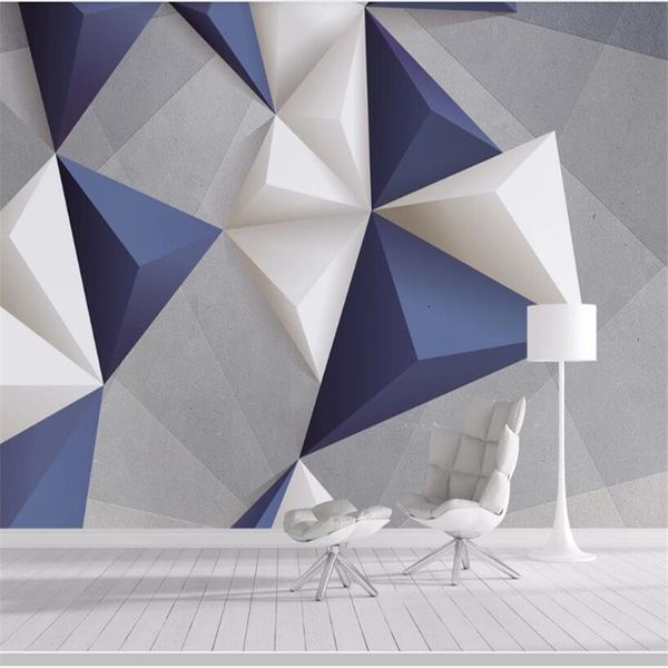 Modern 3D geometric marble wallpaper for stylish bedroom decor
