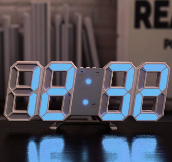 Modern 3D LED digital wall clocks for living rooms, featuring customizable logos