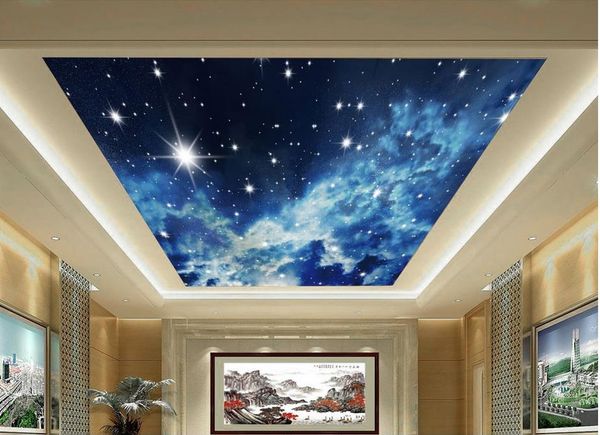 Modern 3D starry sky ceiling mural wallpaper for suspended ceilings