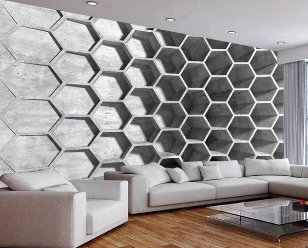 Modern 3D wallpaper for living rooms with expanded spatial depth