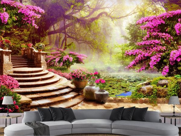 Modern 3D wallpaper murals for living rooms and bedrooms, offering custom HD scenery home improvement designs