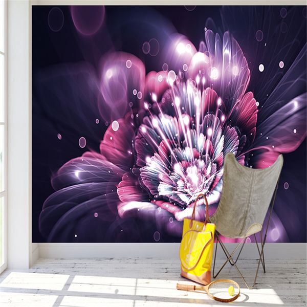 Modern abstract floral wallpaper with glitter for living rooms, cafes, and bars