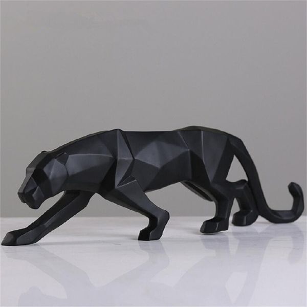 Modern abstract geometric leopard statue in resin, a large decorative panther figurine for home ornamentation