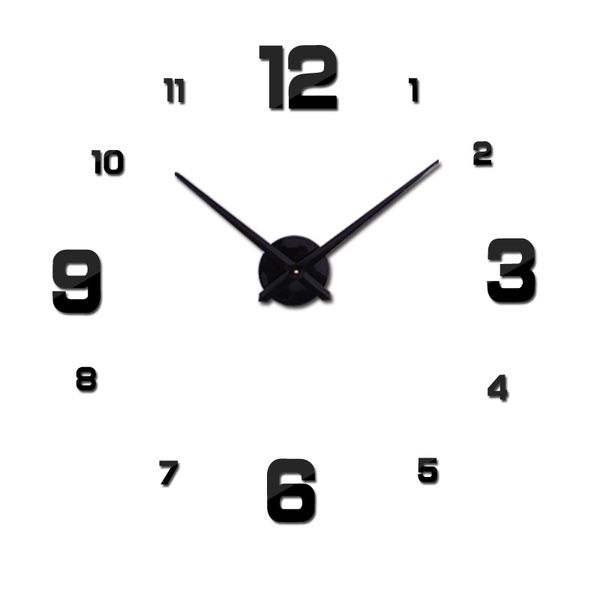 modern DIY quartz clock with 3D metal and acrylic mirror design for home decor