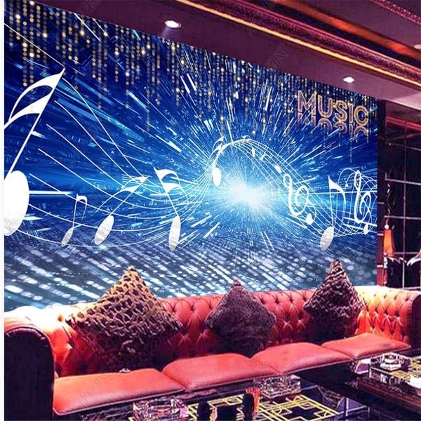 Modern living room wallpaper featuring stylish bar, KTV, and nightclub backgrounds with a cool music vibe