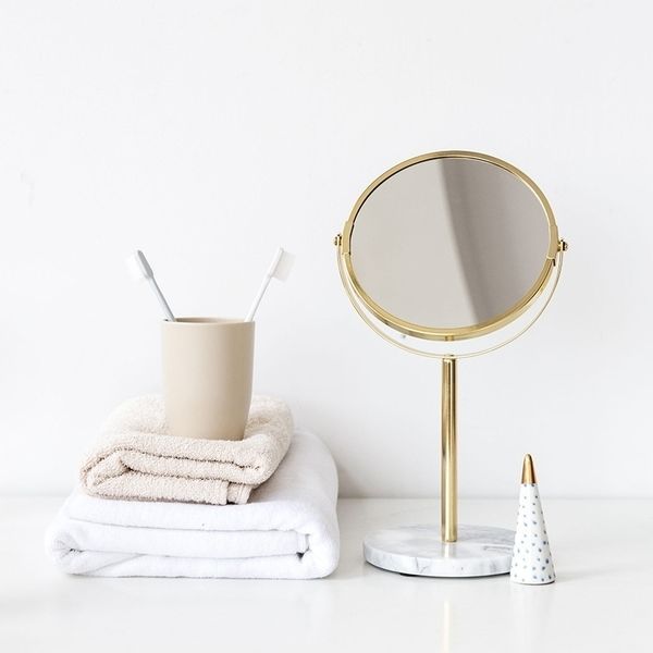 Modern marble makeup mirror for dressing table or home decor, round cosmetic style Y200114