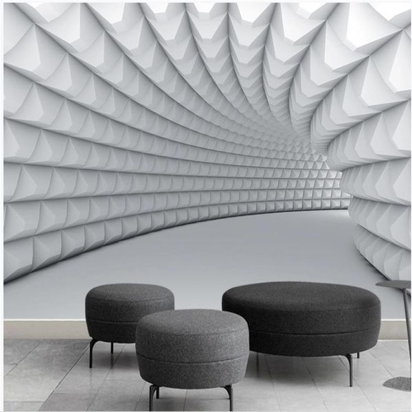 Modern minimalist 3D geometric wallpaper for photo walls and TV backgrounds