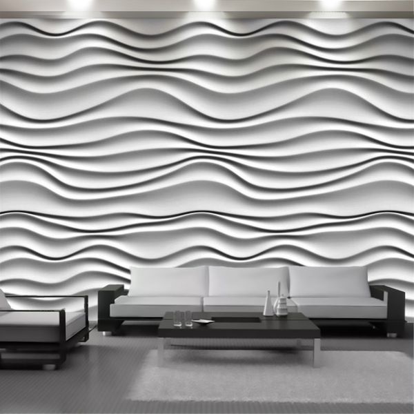 Modern minimalist 3D wave wallpaper for living rooms, bedrooms, and kitchens as stylish home decor murals