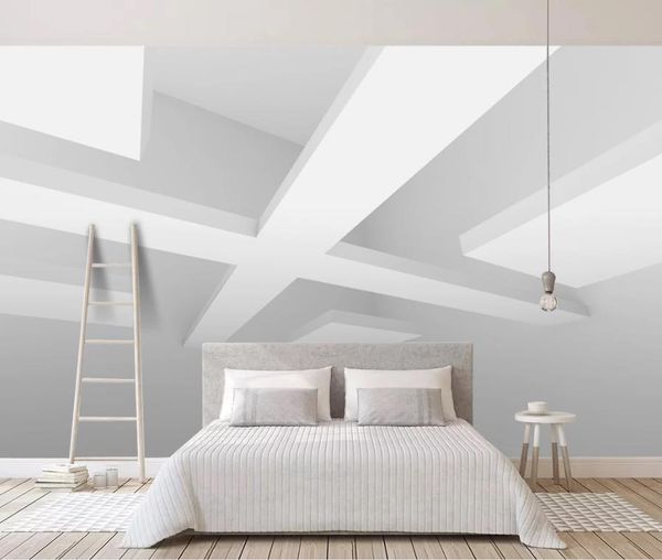 Modern minimalist retro wallpapers for home decor, featuring 3D block space designs for living rooms and bedrooms