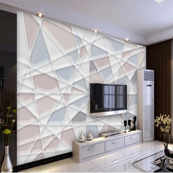 Modern minimalist square line art TV backdrop for living room walls