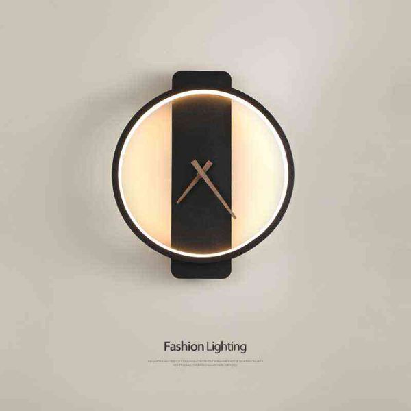 Modern Nordic minimalist LED wall clock with luminous lighting for bedroom and living room