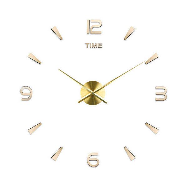 Modern oversized digital wall clock with metal and acrylic mirror design for contemporary home decor
