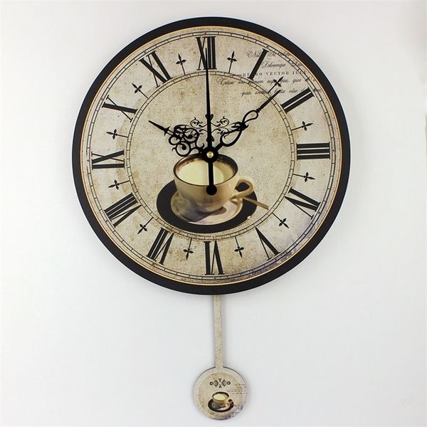 Modern stylish large decorative coffee-themed wall clocks for home and kitchen decor