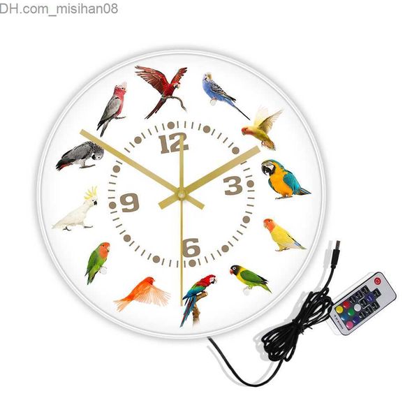 Modern wall clock featuring exotic parrot species for bird lovers' home decor