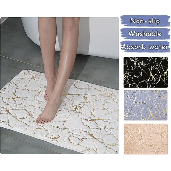 Modern washable faux carpet bath mat for living room, bedroom or bathroom - non-slip rectangle floor rug