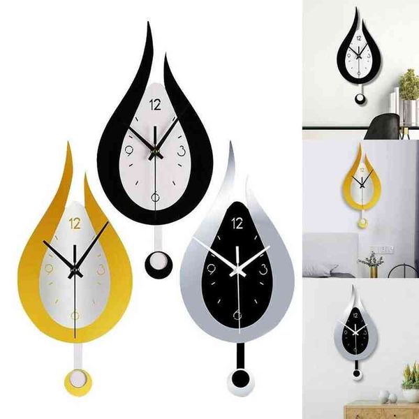 Modern White Waterdrop Clock Creative Quartz Wall Stickers Clock Acrylic Wall Pendulum Clock Home Living Room Decor DIY Design H1230