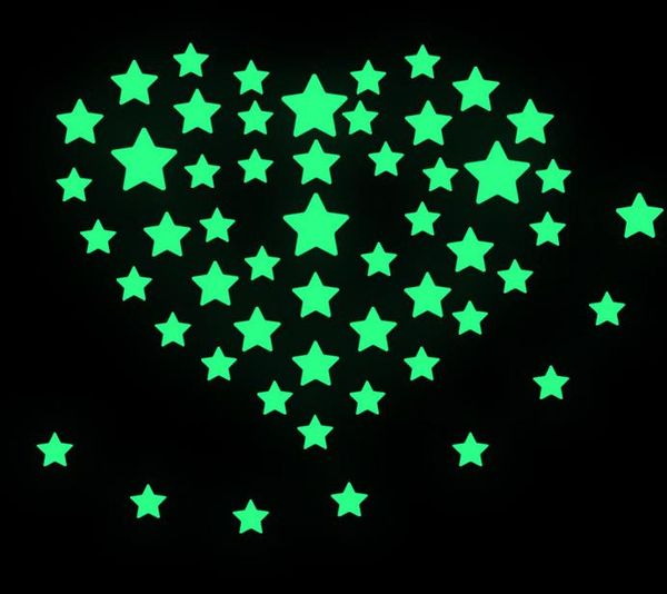 Moon and stars glow-in-the-dark wall decal, removable cartoon mural sticker for home decor, size 21x24.5cm