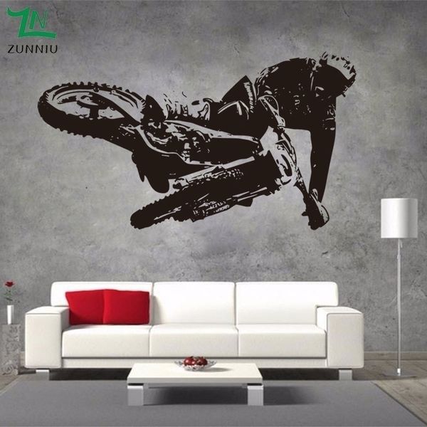 Motorcycle-themed vinyl wall sticker for boys' room decor
