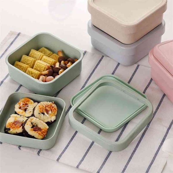Multi-functional bamboo fiber microwave lunch box with double-layer design for outdoor picnics and student use