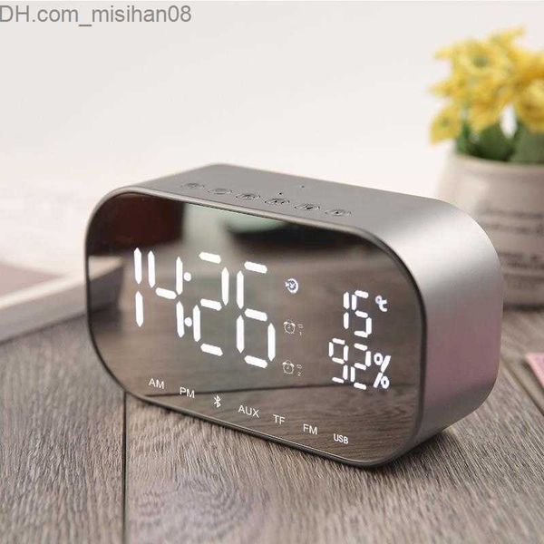 Multifunctional silent LED mirror clock displaying time and temperature for desks