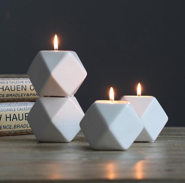 Multilateral geometric ceramic candle holder molds for home crafts and decorations, SN2613