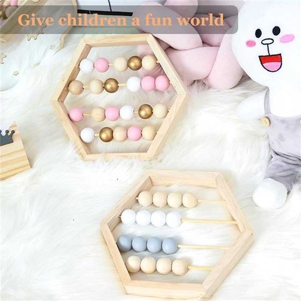 Natural wooden abacus with beads for early learning, education, and home decor