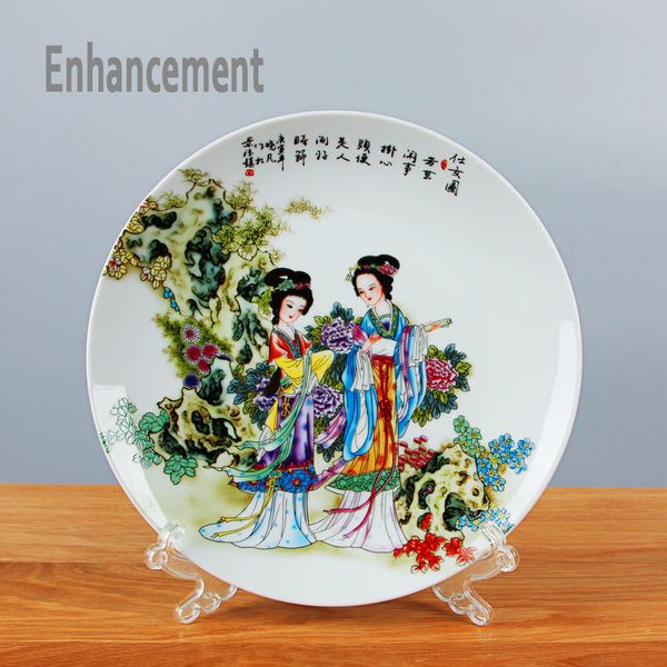 New Style Ancient Beauty Ceramic Ornamental Chinese Decoration Dish Porcelain Plate Set Wedding Gift