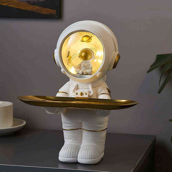 Nordic astronaut figurine storage tray for home and desk decor