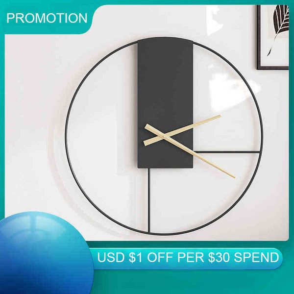 Nordic retro stylish hanging iron wall clock for elegant kitchen or living room decor