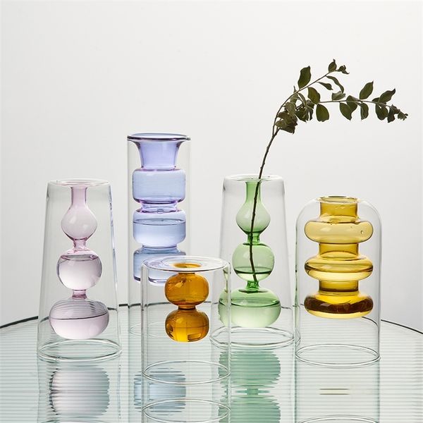 Nordic transparent bubble glass vase for modern home decor, small floral centerpiece, hydroponic planter, and wedding decoration