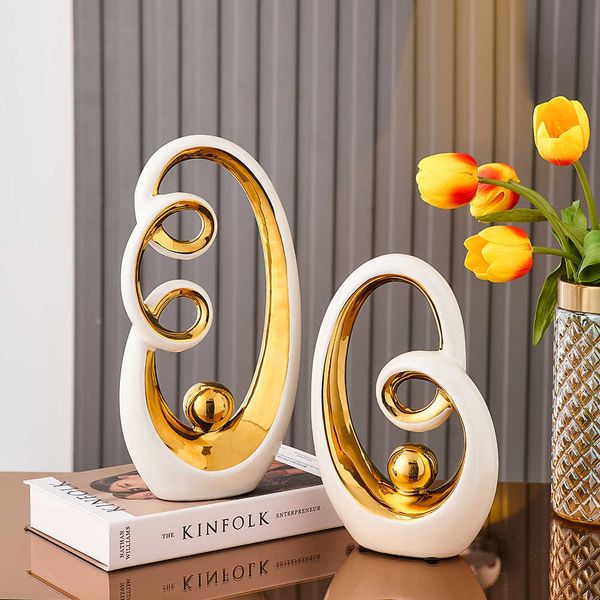 Nordic-inspired abstract ceramic sculpture for modern, luxurious home or office decor, ideal as a desk accessory or gift